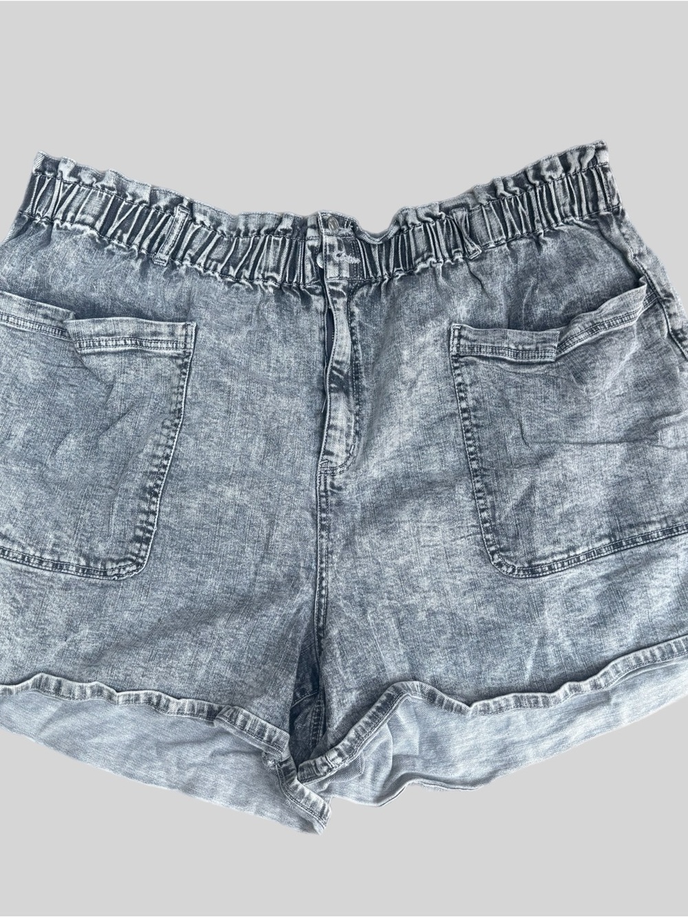 Ava & Viv Light Blue Washed Denim Elastic Waist Shorts